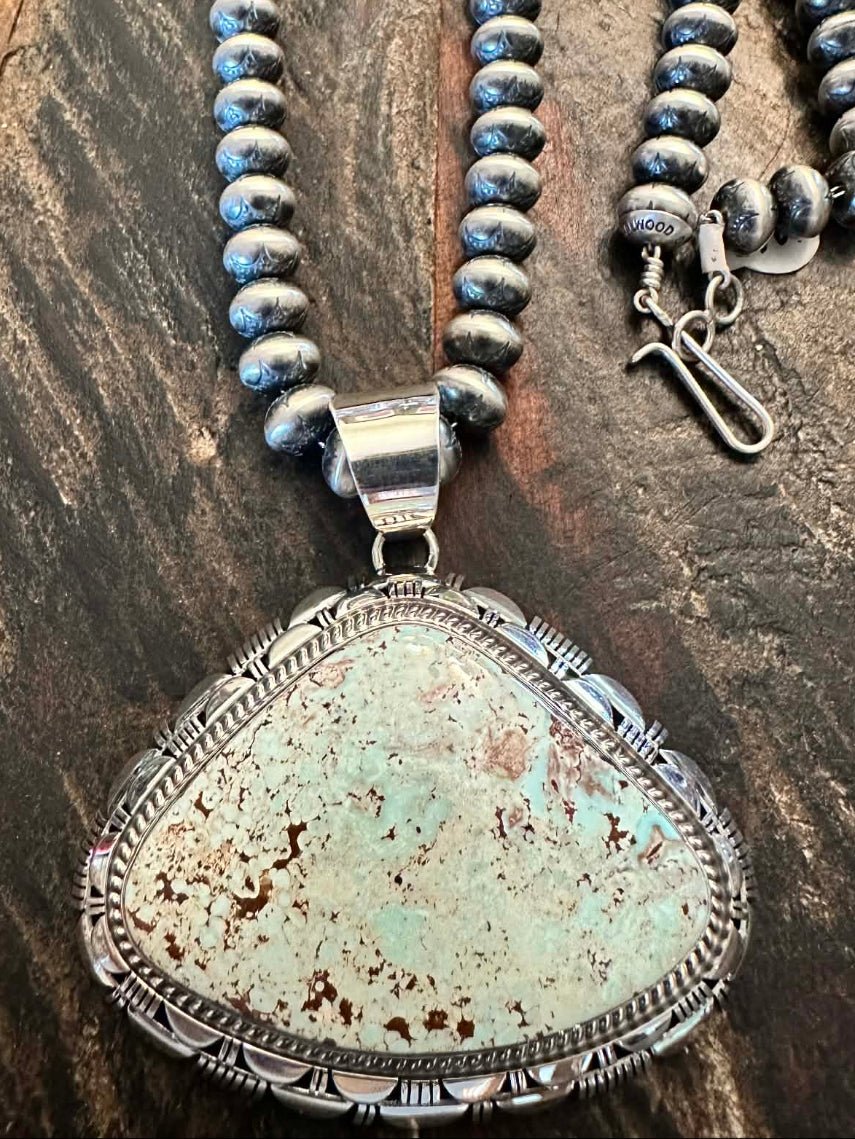 Sterling Silver and Dry Creek Turquoise Pendant by Larry M Yazzie - Rare! - Native American Jewelry Larry M. Yazzie
