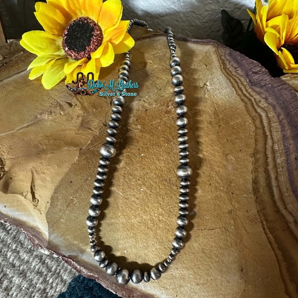 18" 2 to 8mm Sterling Silver Navajo Style Machine Made Pearls Indigenous - Native American Jewelry Indigenous Made