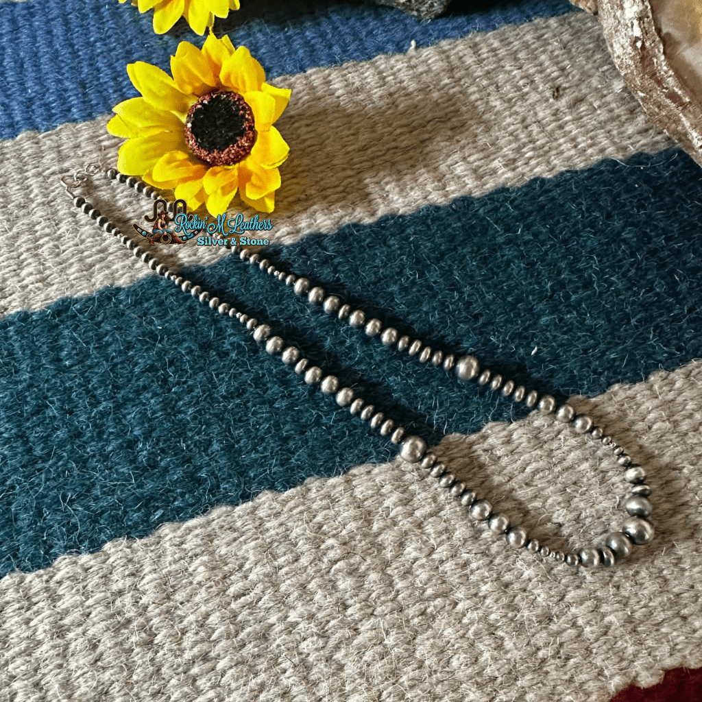 18" 2 to 8mm Sterling Silver Navajo Style Machine Made Pearls Indigenous - Native American Jewelry Indigenous Made