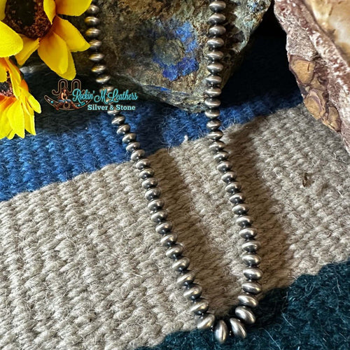 18" 7mm Sterling Silver Handmade Semi-Rondelle Navajo Pearl Necklace by Bryannen Halwood - Native American Jewelry Bryannen Halwood