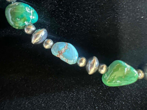 20" Sonoran Gold and Golden Hills Turquoise with Navajo Style Pearl Necklace - Native American Jewelry Rockin' M Leathers