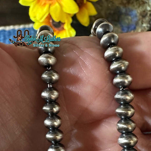 22" 6mm Sterling Silver Handmade Semi-Rondelle Navajo Pearl Necklace by Bryannen Halwood - Native American Jewelry Bryannen Halwood