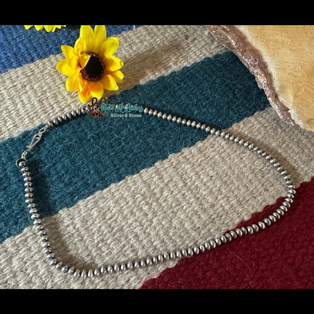 22" 6mm Sterling Silver Handmade Semi-Rondelle Navajo Pearl Necklace by Bryannen Halwood - Native American Jewelry Bryannen Halwood