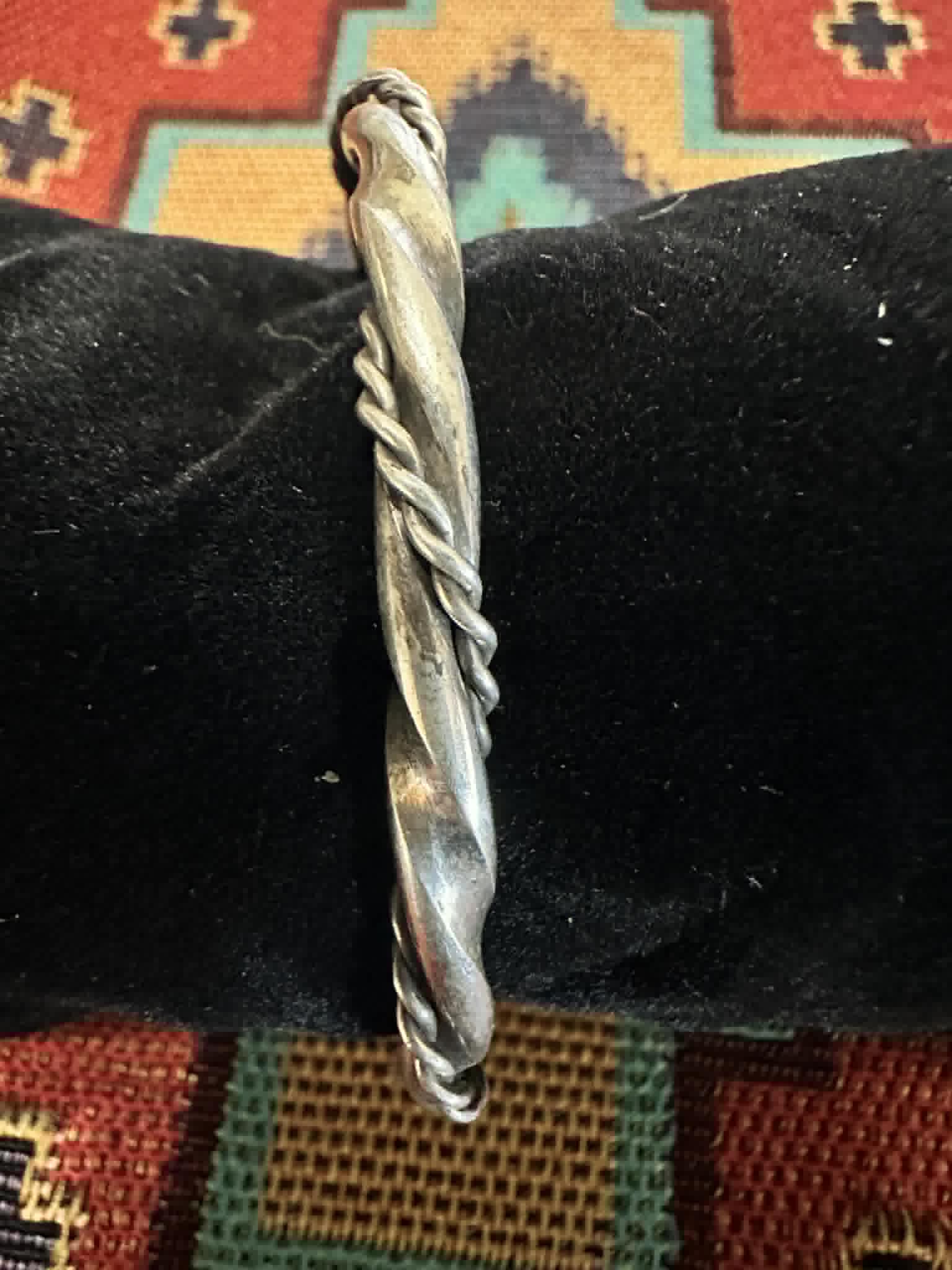 Vintage Navajo Sterling Silver Stacker Large Twist Cuff - Native American Jewelry Rockin' M Leathers