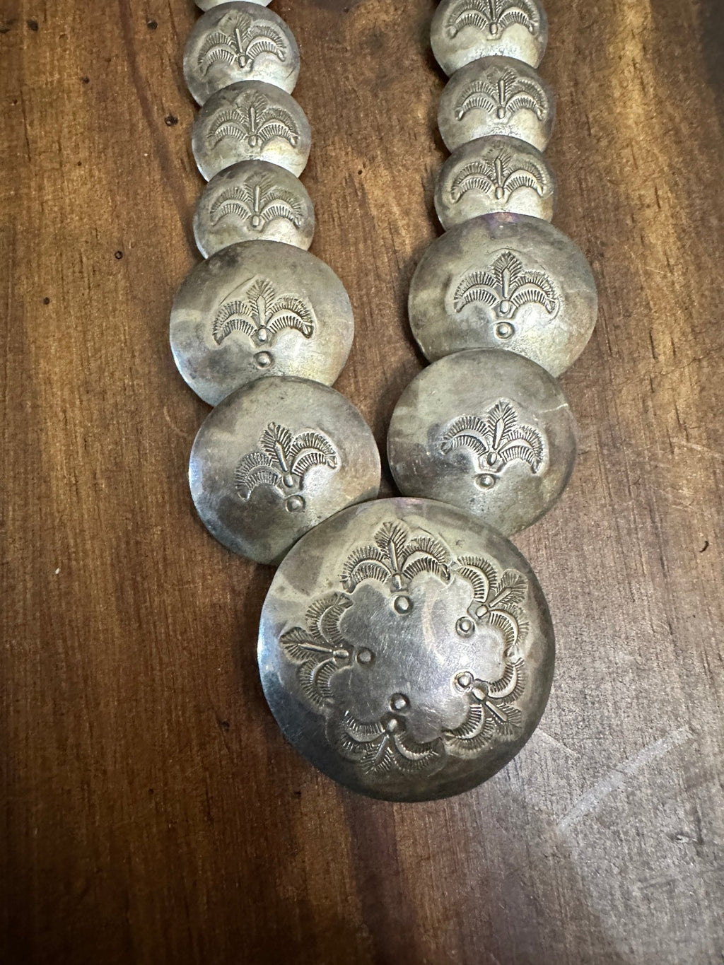 Vintage Navajo Sterling Silver Pillow Bead Necklace - Native American Jewelry Rockin' M Leathers
