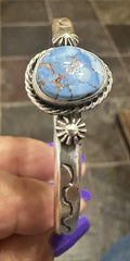 Sterling Silver & Golden Hills Turquoise Stone Bracelet By "SY" - Native American Jewelry SY