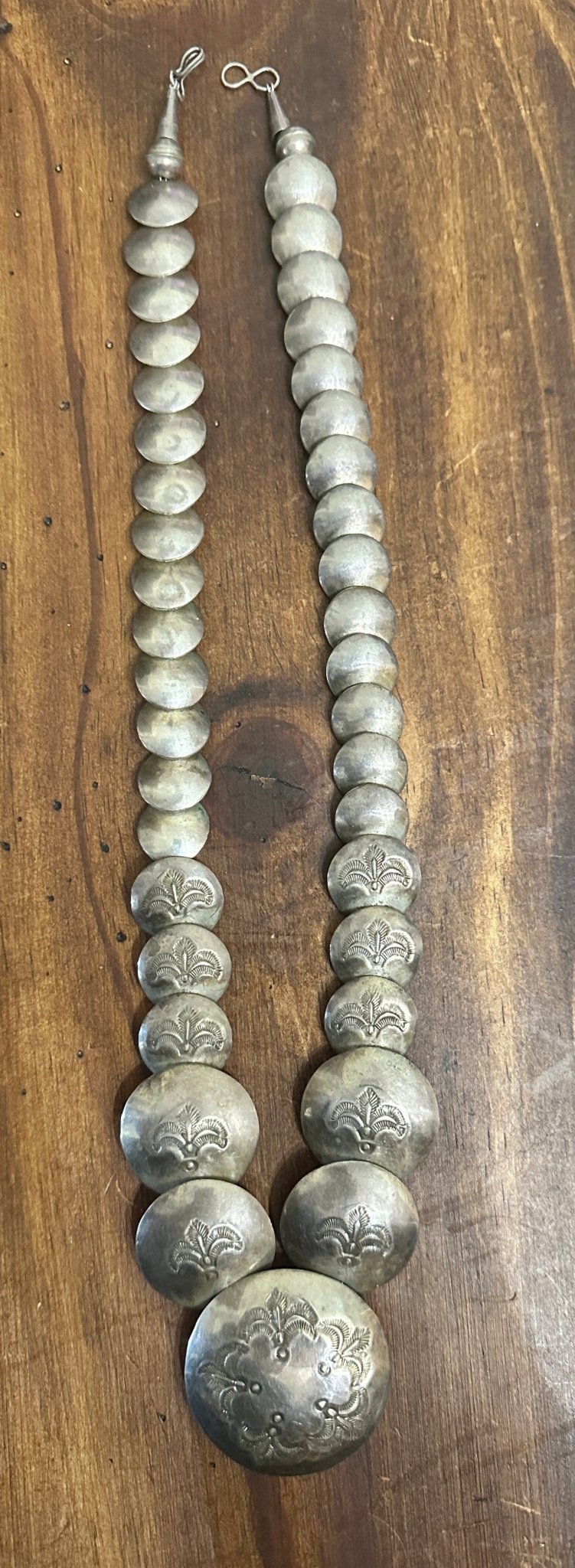 Vintage Navajo Sterling Silver Pillow Bead Necklace - Native American Jewelry Rockin' M Leathers