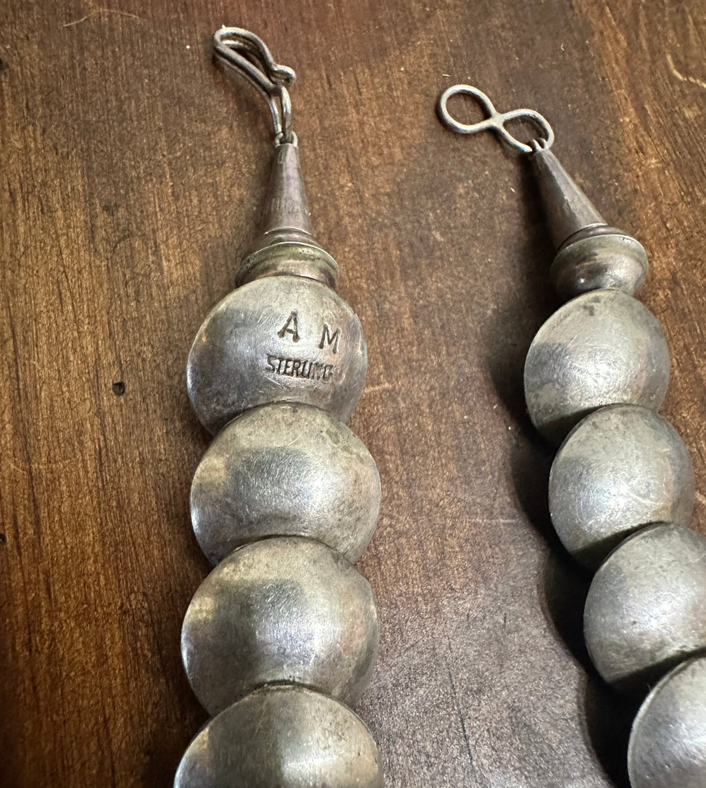 Vintage Navajo Sterling Silver Pillow Bead Necklace - Native American Jewelry Rockin' M Leathers