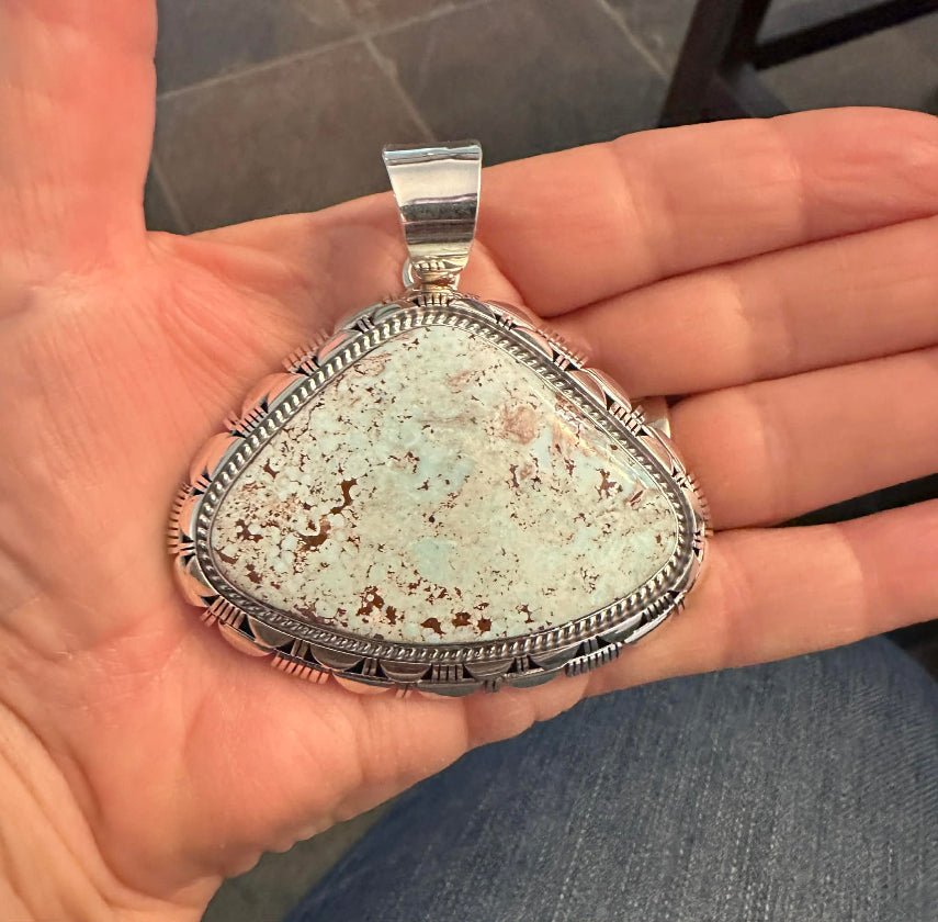 Sterling Silver and Dry Creek Turquoise Pendant by Larry M Yazzie - Rare! - Native American Jewelry Larry M. Yazzie