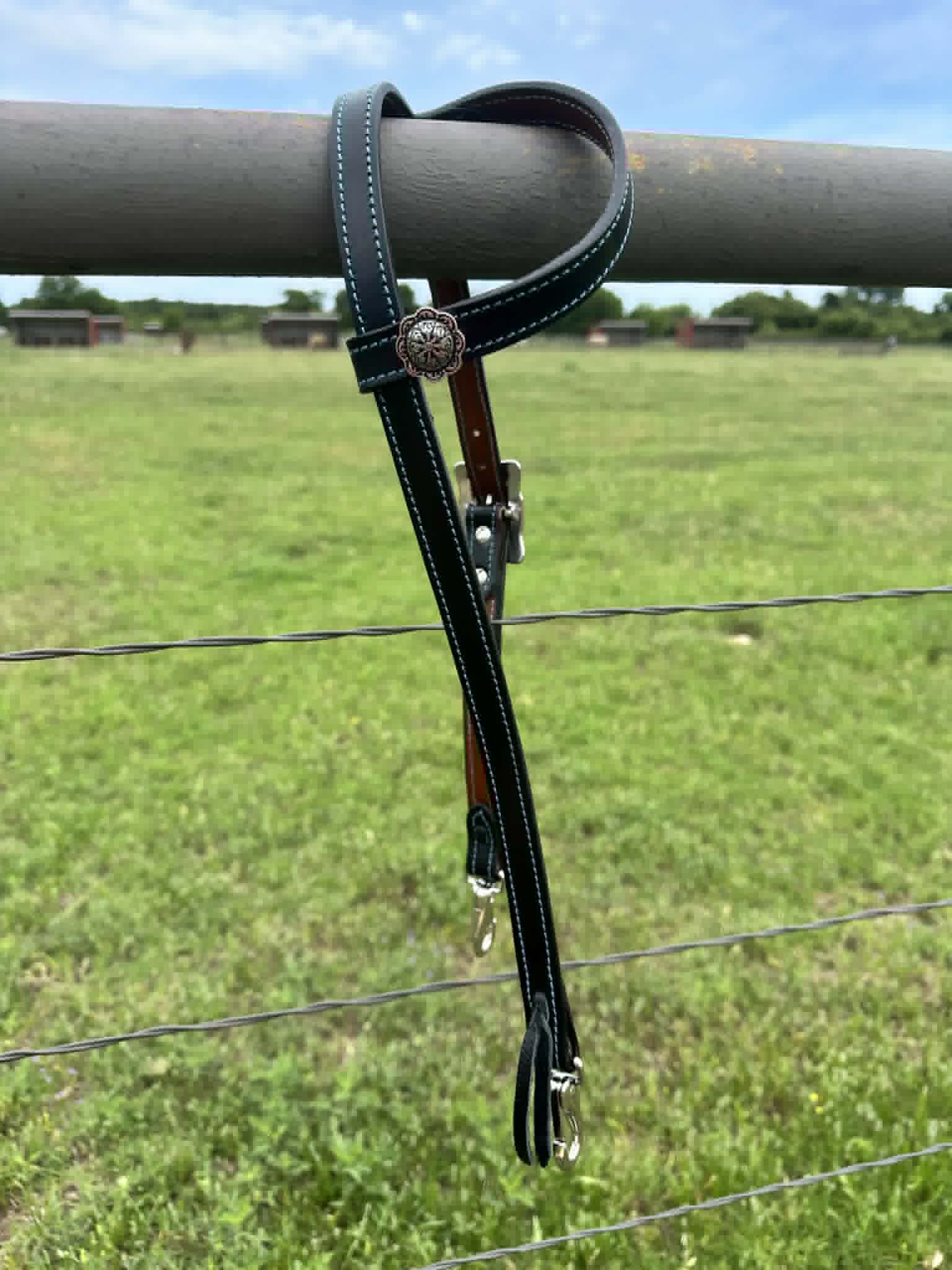 Single Ear Quickchange Headstall – Roughout or Smooth Leather, Custom Color & Stitching - Tack Rockin' M Leathers