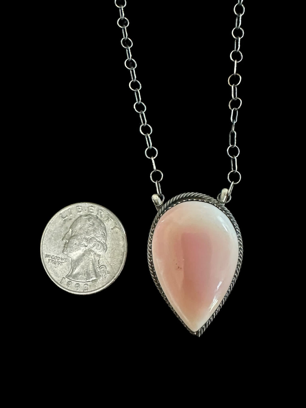 Sterling Silver Pink Conch Shell Pendant Necklace by Tia Long - Native American Jewelry Tia Long