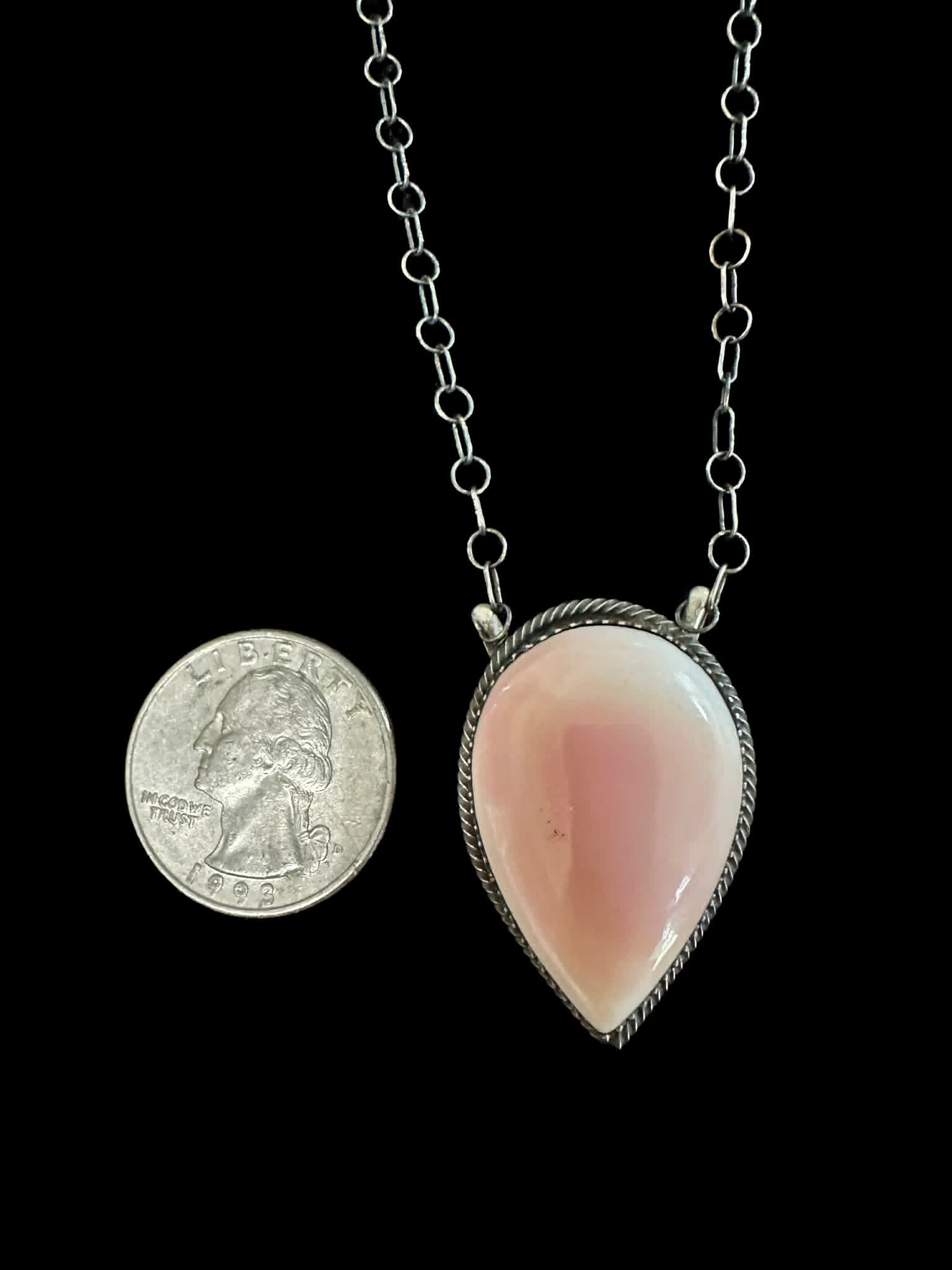 Sterling Silver Pink Conch Shell Pendant Necklace by Tia Long - Native American Jewelry Tia Long
