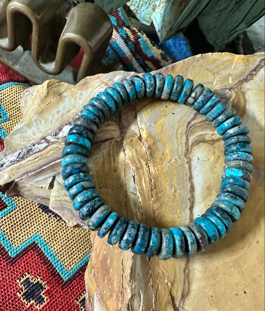 Dark Blue Handstrung Hubei Stretch Bracelet 10mm Beads
