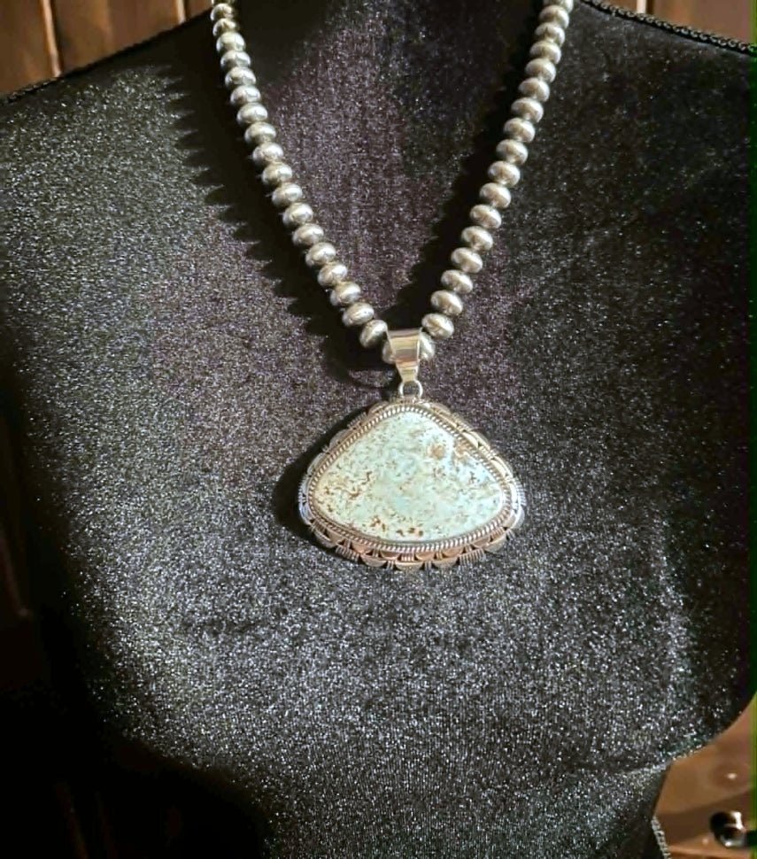 Sterling Silver and Dry Creek Turquoise Pendant by Larry M Yazzie - Rare! - Native American Jewelry Larry M. Yazzie