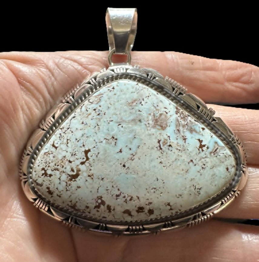Sterling Silver and Dry Creek Turquoise Pendant by Larry M Yazzie - Rare! - Native American Jewelry Larry M. Yazzie