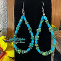 3" Sterling Silver Barrel Bead & Chip Turquoise Dangle Earrings by Fred Archuleta - Native American Jewelry Fred Archuleta