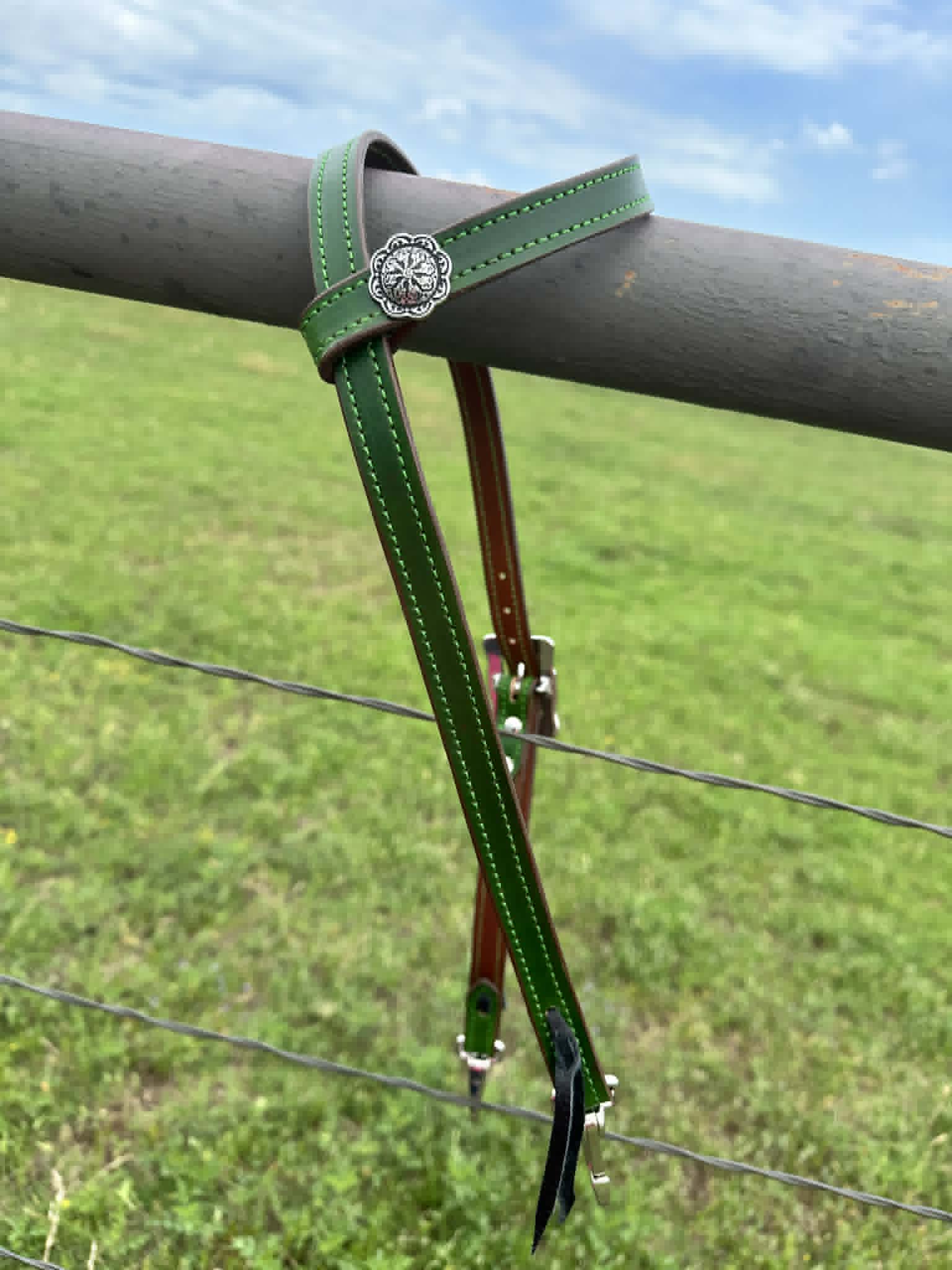 Single Ear Quickchange Headstall – Roughout or Smooth Leather, Custom Color & Stitching - Tack Rockin' M Leathers
