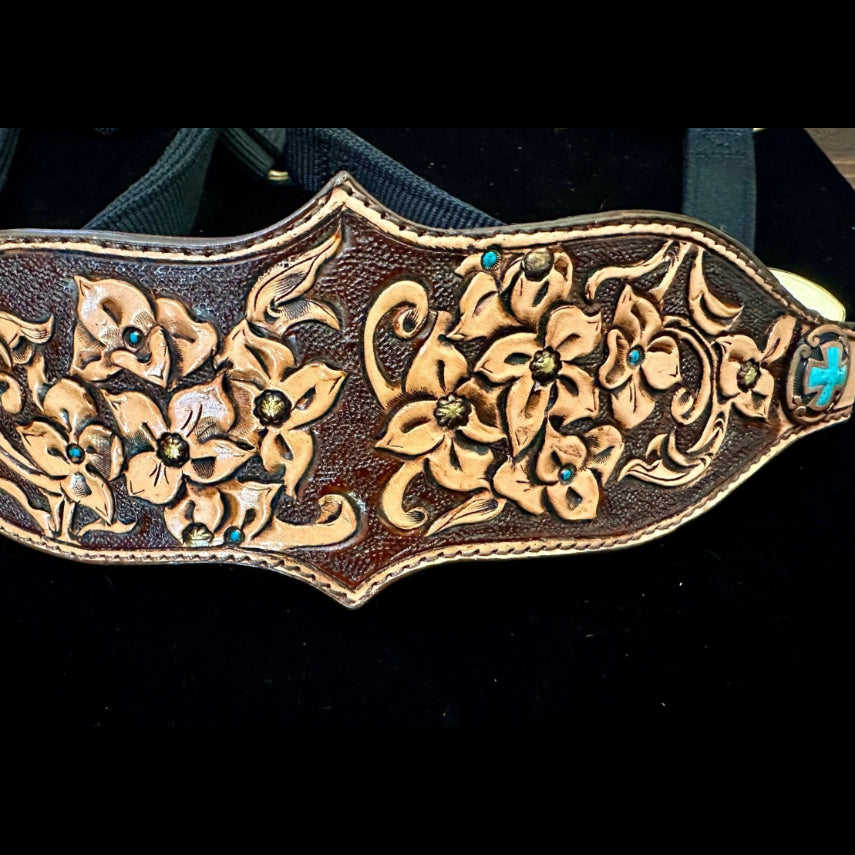 Hand Tooled Floral Halter - Tack Rockin' M Leathers