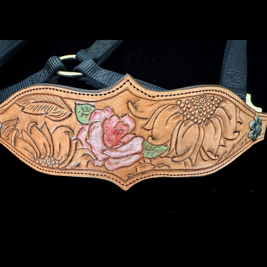 Hand Tooled & Painted Floral Halter - Tack Rockin' M Leathers