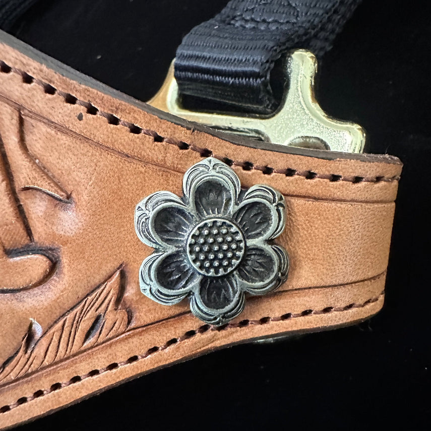 Hand Tooled & Painted Floral Halter Concho - Tack Rockin' M Leathers