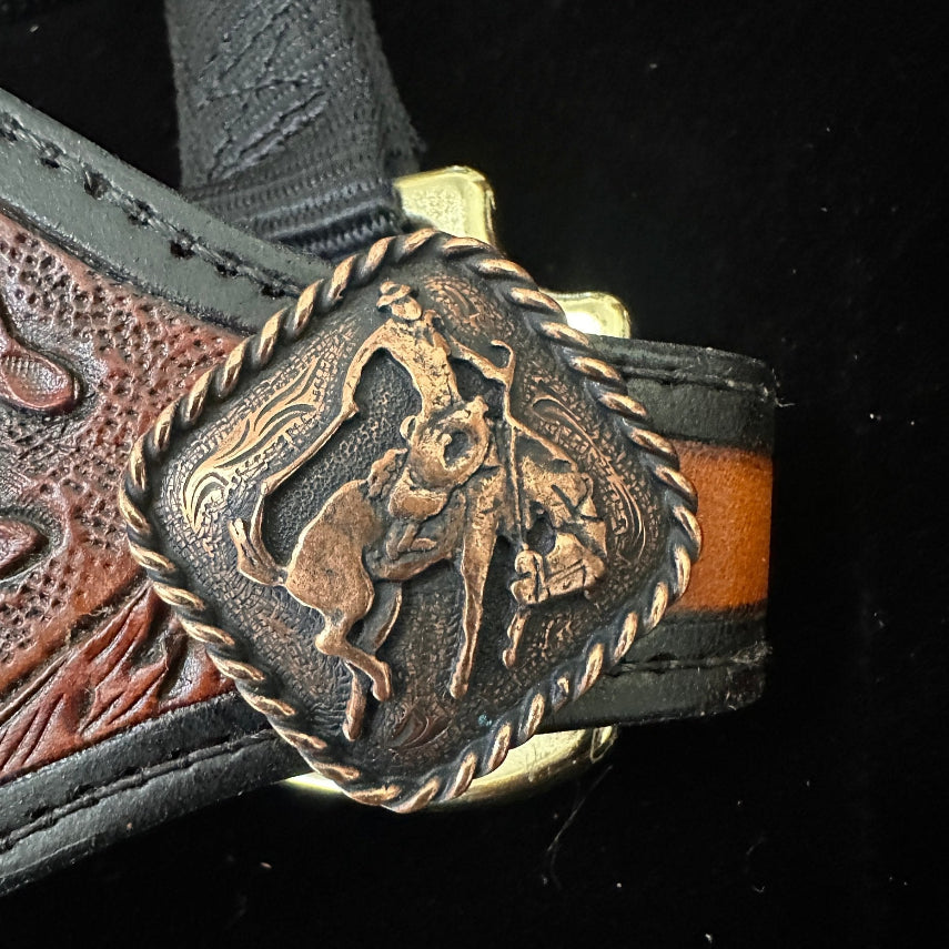 Hand Tooled Sunflower Halter Concho View - Tack Rockin' M Leathers