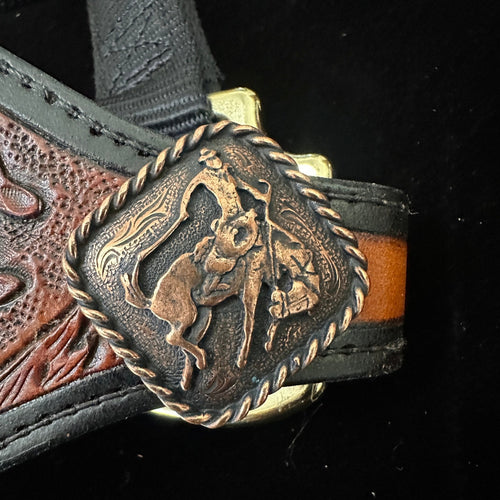 Hand Tooled Sunflower Halter Concho View - Tack Rockin' M Leathers