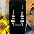 1 to 12 mm Sterling Silver Handmade Navajo Pearl Dangle Earrings by Dorinda Mariano - Native American Jewelry Dorinda Mariano