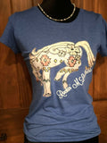 Rockin' M Leathers T-Shirt Blue Bronc - Apparel Rockin' M Leathers