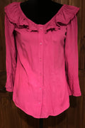 Scully Pink Bohemian Style Ruffle Blouse Front - Apparel Rockin' M Leathers