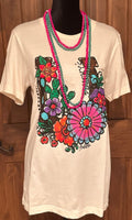 Ivory "Lucky" Horseshoe Cotton T-Shirt - Apparel Rockin' M Leathers