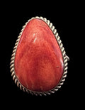 Sterling Silver Spiny Oyster Adjustable Ring by Scott Skeets - Native American Jewelry Scott Skeets