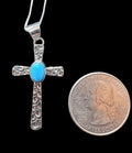 Sterling Silver & Kingman Turquoise Cross Necklace by Allen Lee - Native American Jewelry Allen Lee