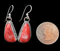 Sterling Silver and Spiny Oyster Dangle Earrings by Chassity Belone - Native American JewelryChassity Belone