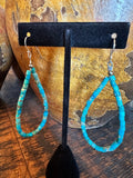 Sterling Silver Kingman Turquoise Hoop Earrings - Native American Jewelry Rockin' M Leathers