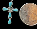 Sterling Silver & Kingman Turquoise Native American Petite Cross Pendant by Bryce Vacit - Native American JewelryBryce Vacit