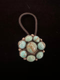 Native American Sterling Silver & Turquoise Cluster Hair Tie by J.B. - Native American Jewelry J.B.