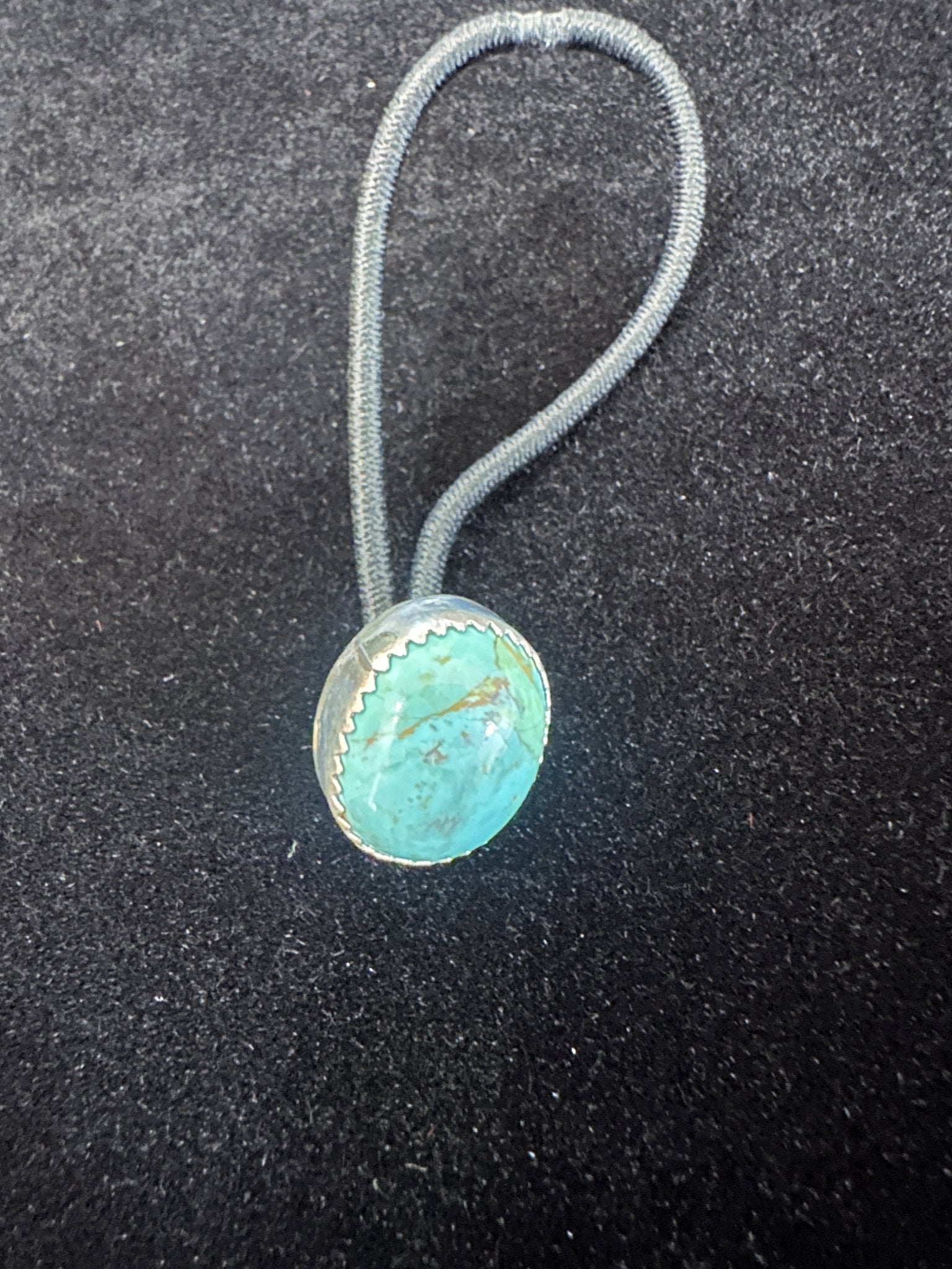 Native American Sterling Silver & Turquoise Hair Tie - Native American Jewelry Rockin' M Leathers
