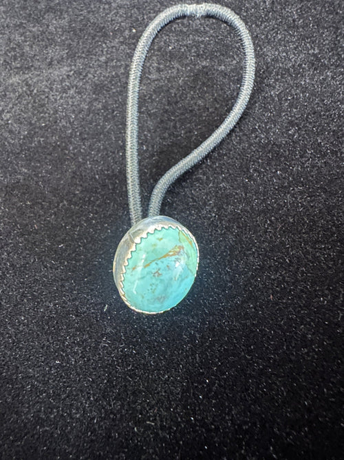 Native American Sterling Silver & Turquoise Hair Tie - Native American Jewelry Rockin' M Leathers