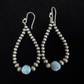 Sterling Silver Navajo Pearl & Golden Hills Turquoise Earrings - Native American Jewelry Rockin' M Leathers