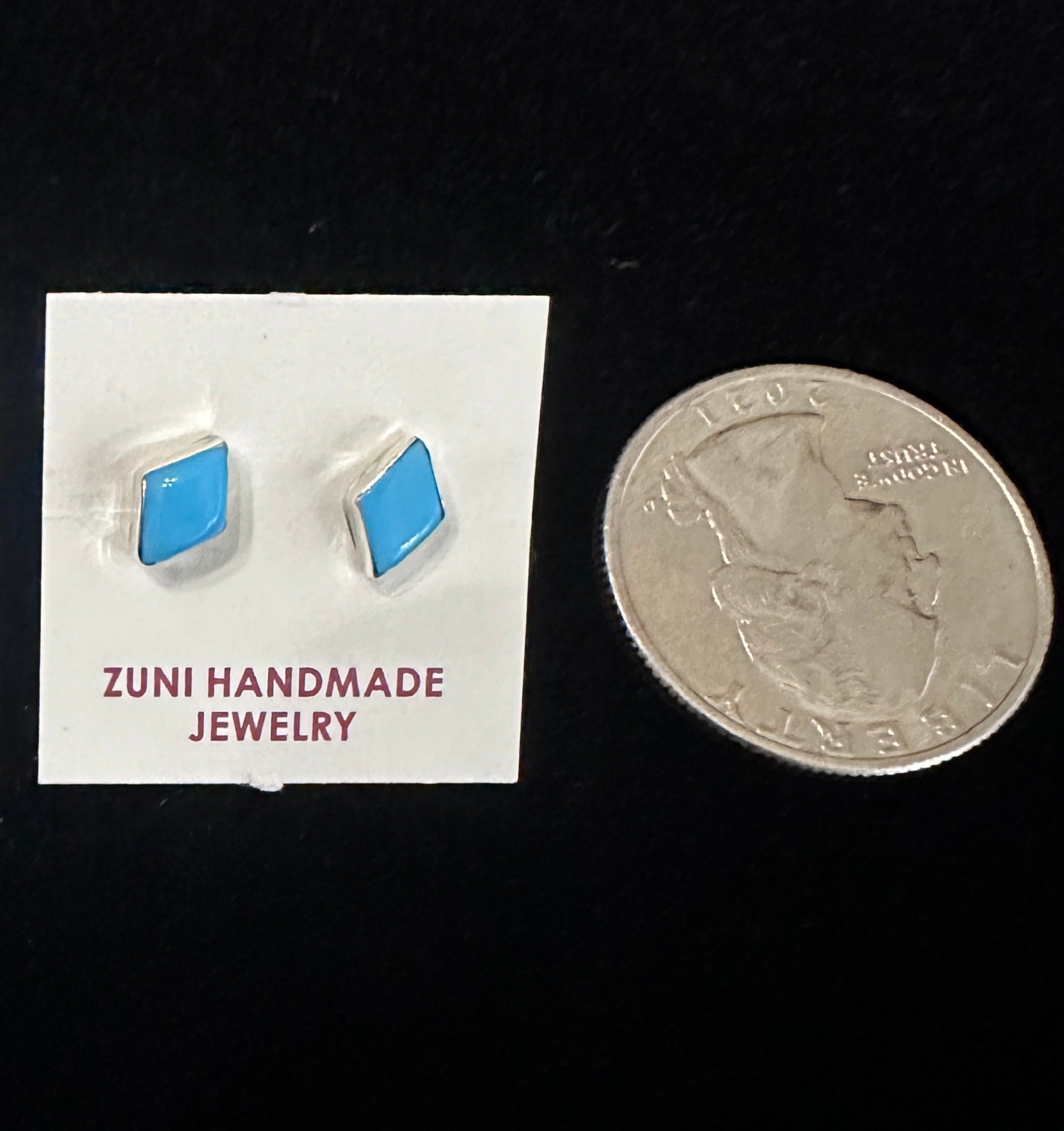 Small Sterling Silver Turquoise Stud Earrings by Angie Rosette