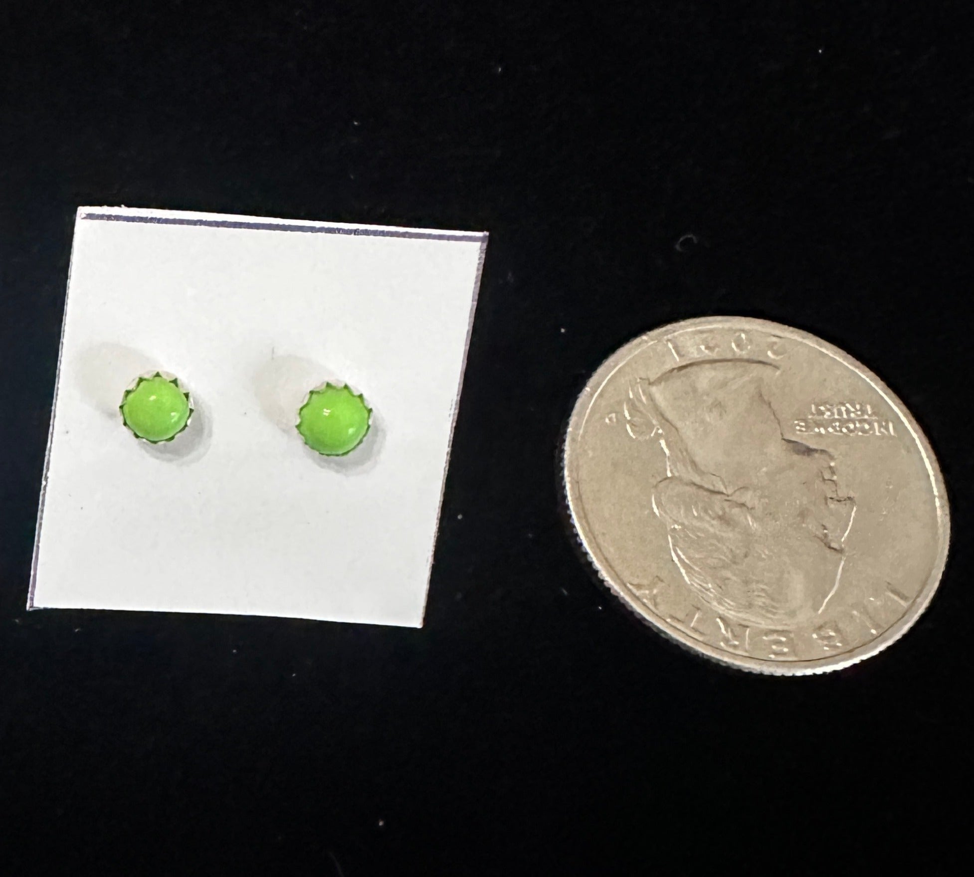 Mini Sterling Silver Gaspeite Stud Earrings by Linda Yazzi