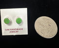 Zuni Sterling Silver Gaspeite Stud Earrings by Angie Rosette - Native American Jewelry Angie Rosette