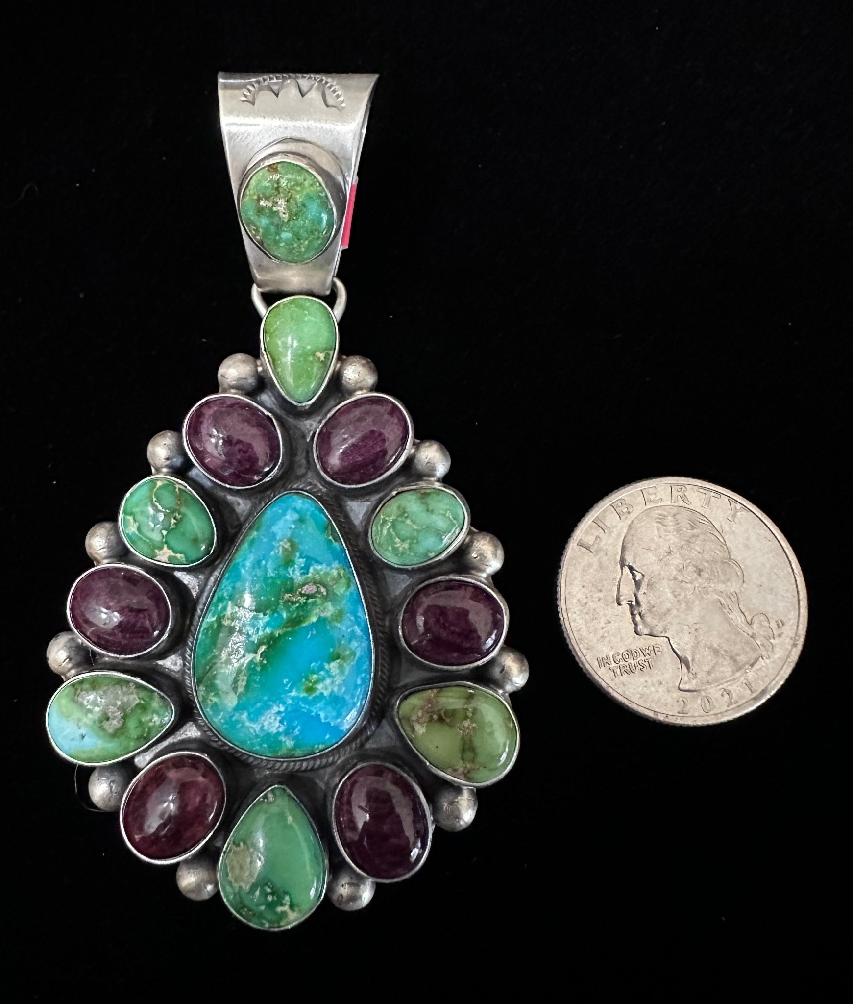 Sterling Silver Sonoran Gold & Purple Spiny Pendant by Kathleen Livingston - Native American Jewelry Kathleen Livingston