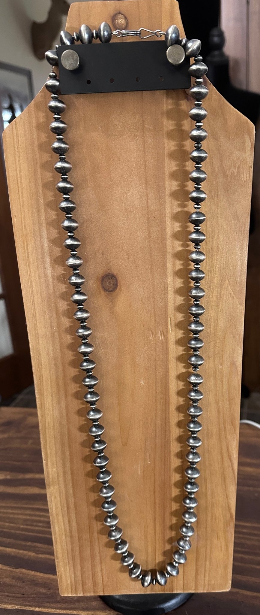 Sterling Silver Navajo Pearl Necklace by Paul Jameson – 37" - Native American Jewelry Paul Jameson