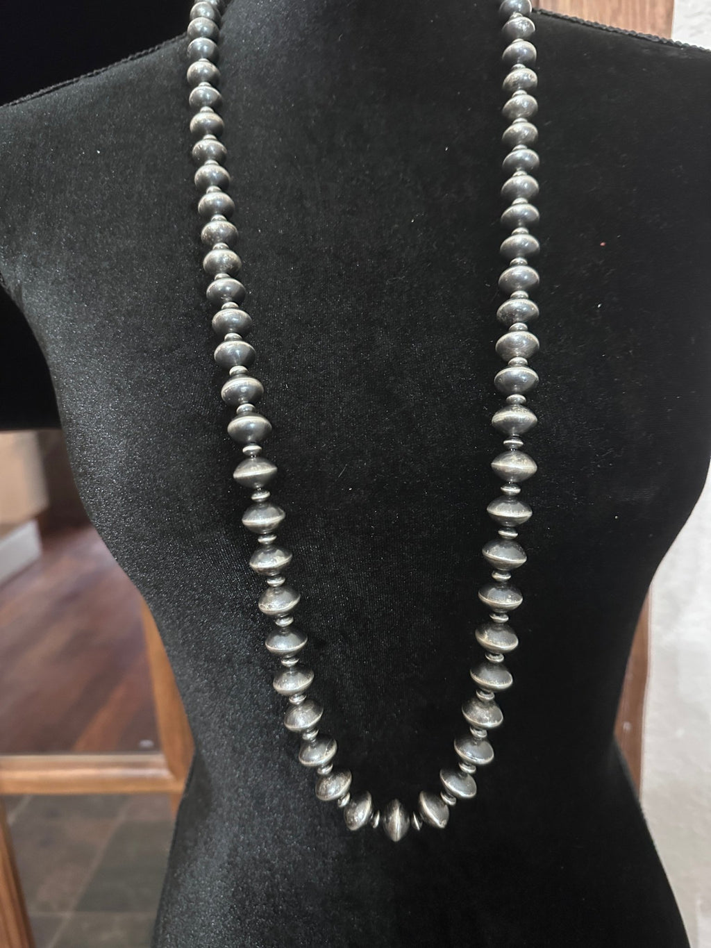Sterling Silver Navajo Pearl Necklace by Paul Jameson – 37" - Native American Jewelry Paul Jameson