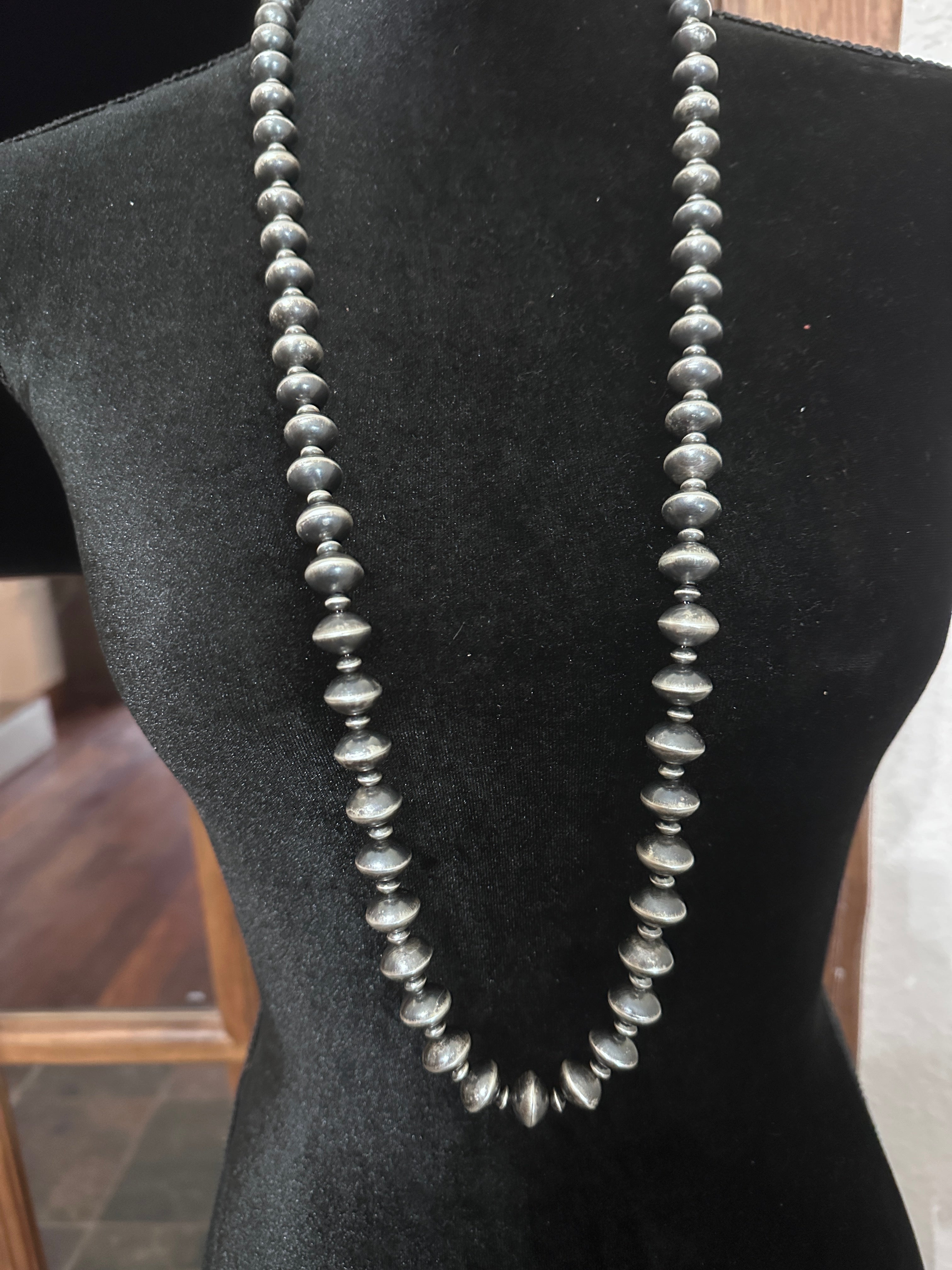Sterling Silver Navajo Pearl Necklace by Paul Jameson 37"