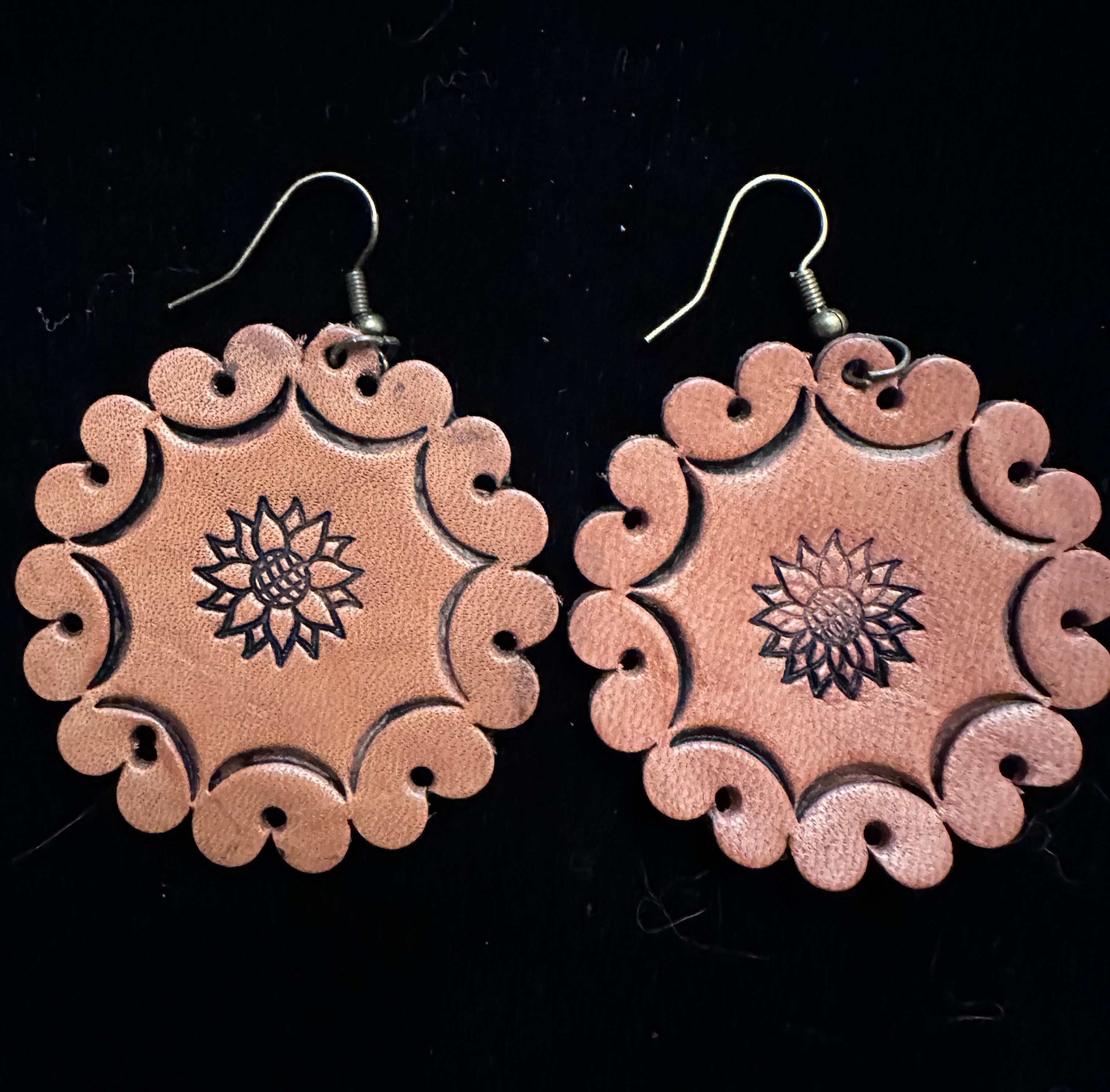 Leather Rosette Earrings