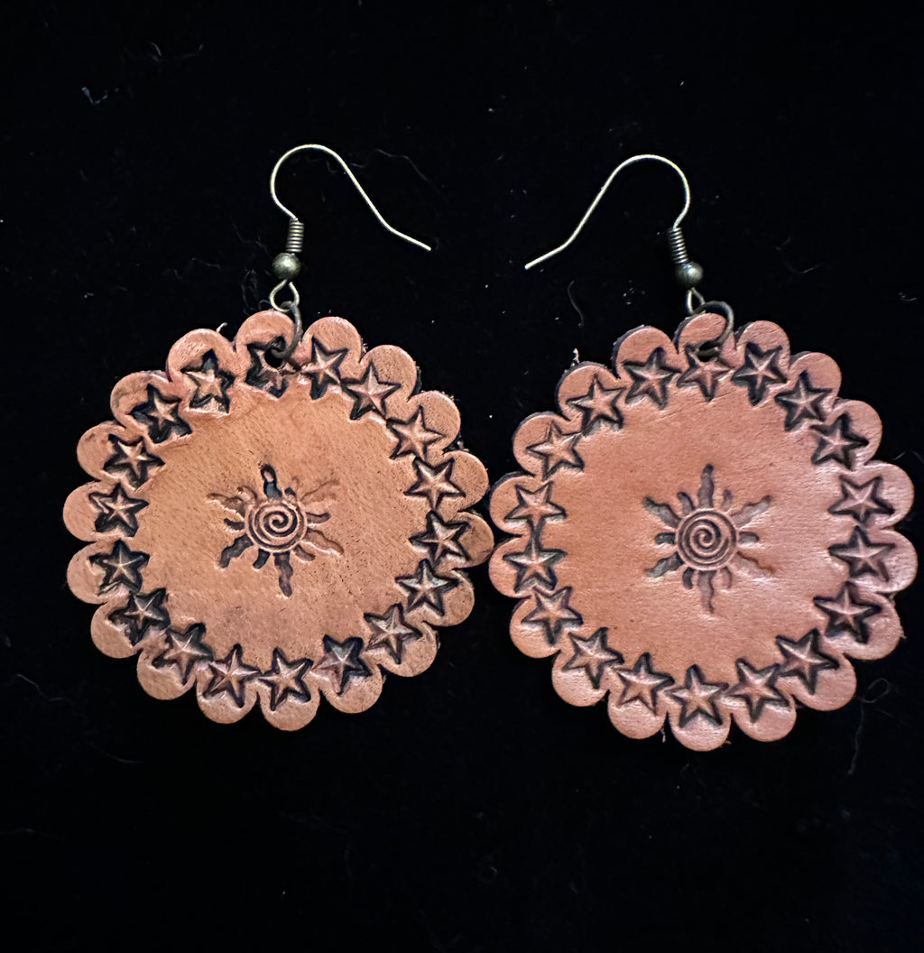 Leather Rosette Earrings