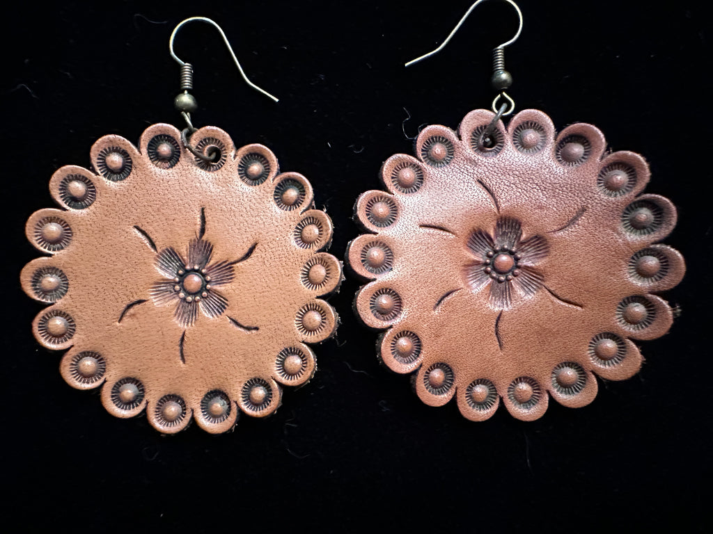 Leather Rosette Earrings
