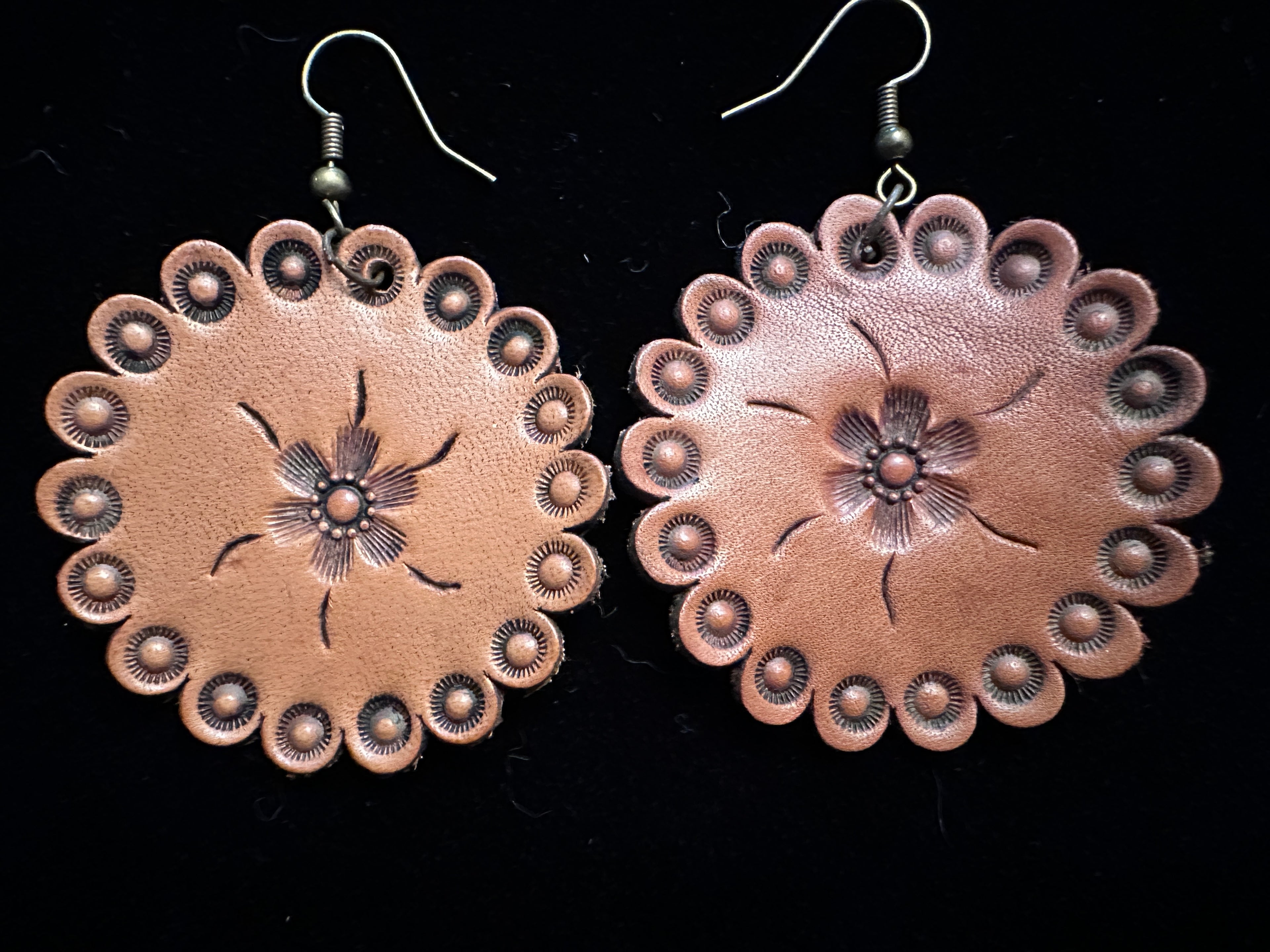 Leather Rosette Earrings
